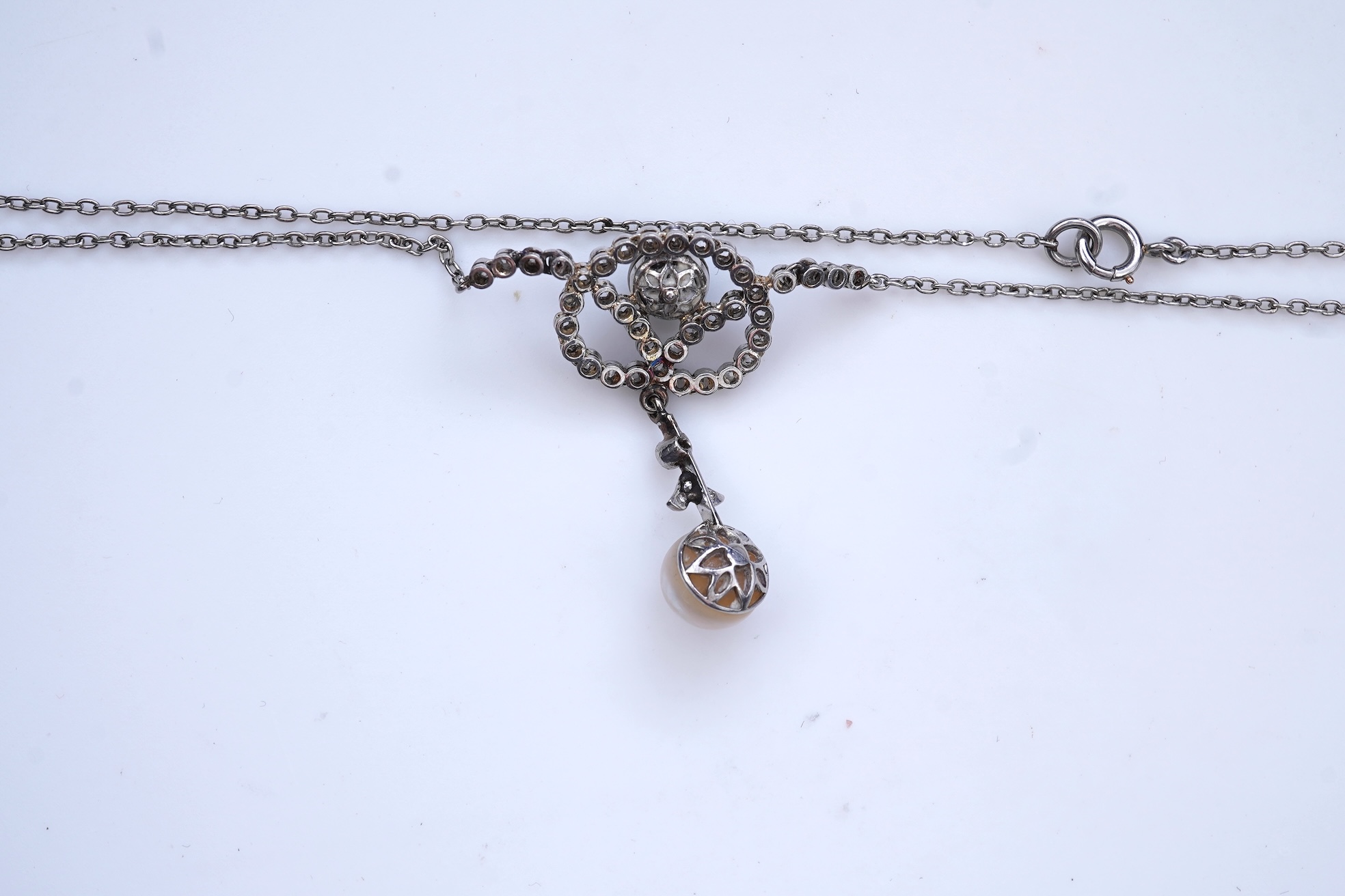 A Belle Epoque pearl and diamond pendant, early 20th century